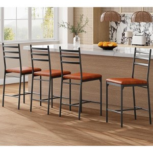 Coolmee Bar Stools Set of 2/4, Faux Leather Bar Chair with Thick Cushion, Upholstered Counter Height Bar Stools with Footrest for Kitchen Island - 1 of 4
