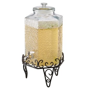 VEVOR Beverage Dispenser, 2.5 Gallon Drink Dispensers for Parties, Glass Juice Dispenser with Metal Stand, Stainless Steel Spigot, Clear - 1 of 4