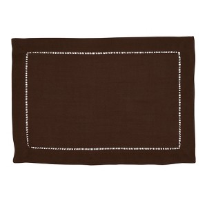 Saro Lifestyle Rochester Collection Placemat with Hemstitched Border (Set of 12), 14"x20", Brown - 1 of 4