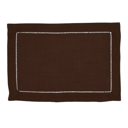 Saro Lifestyle Rochester Collection Placemat with Hemstitched Border (Set of 12), 14"x20", Brown - image 1 of 4