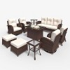 LayinSun Outdoor Patio Furniture Set, Brown Rattan Wicker Sectional Swivel Rocker Chairs Sets - 2 of 4