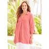 Catherines Women's Plus Size Anywear Pucker Cotton V-Neck Placket Blouse - 4 of 4
