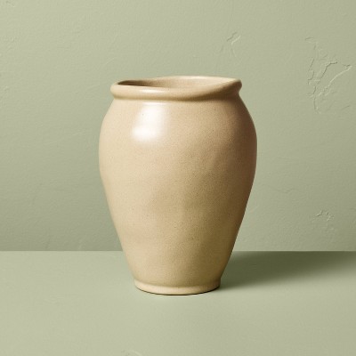 7.5" Smooth Ceramic Urn Vase Cream - Hearth & Hand™ with Magnolia: Farmhouse Bud Vase, Watertight, Recycled Content