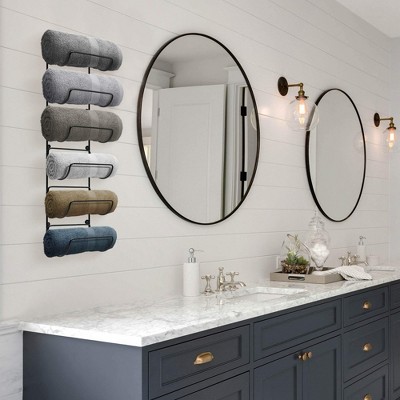 Matte Black Wall Mounted 6-Tier Iron Towel Rack