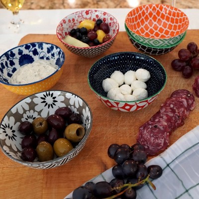 Soho Multicolor Ceramic 6-Piece Bowl Set with Floral and Geometric Patterns