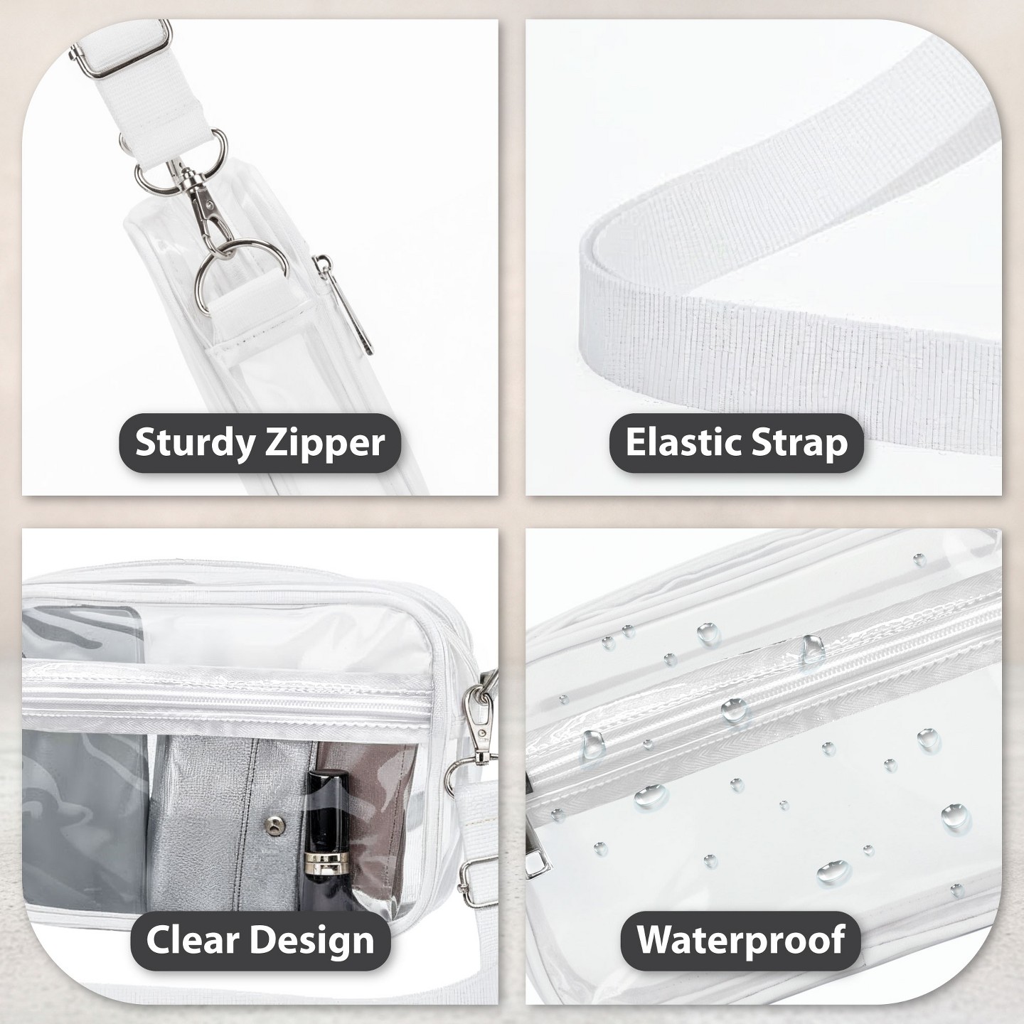 Сумка Garnen Clear For Stadium Events, Clear Purse For Stadium, Clear Crossbody for Concerts Festival, Stadium With Zipper and Adjustable Strap — фото 3