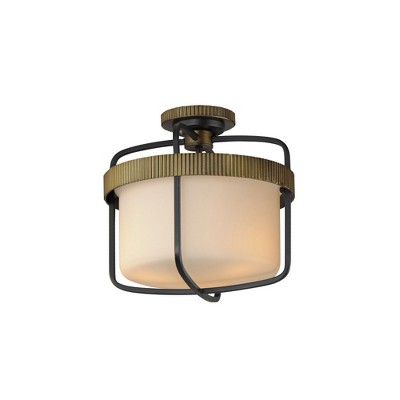 Maxim Lighting Ruffles 3 - Light Semi-Flush Mount in  Black/Antique Brass