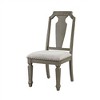 Set of 2 20" Zumala Dining Chairs Beige Linen/Weathered Oak Finish - Acme Furniture: Carved Frame, Nailhead Accents - 2 of 4