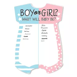 Big Dot of Happiness Baby Gender Reveal - Baby Bodysuit Guest Book Sign - Team Boy or Girl Party Guestbook Alternative - Signature Mat