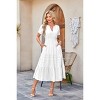 Womens Pleated Dress Cotton Tiered Breathable Dress for Summer Lightweight Short Sleeve V Neck Maxi Dresses Elastic Waist Boho Dress - 4 of 4