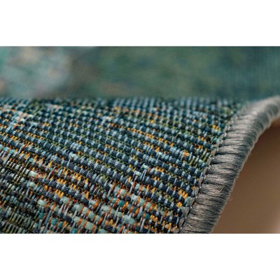 Kermin Blue 39"x59" Flat Woven Synthetic Indoor/Outdoor Rug