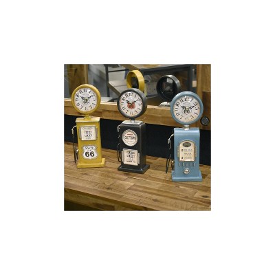 Vintage Black Gas Pump Table Clock with Quartz Movement