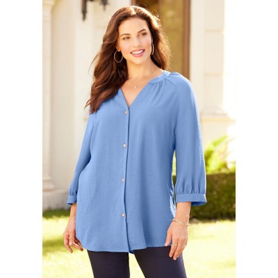 Catherines Light And Airy Y-Neck Blouse