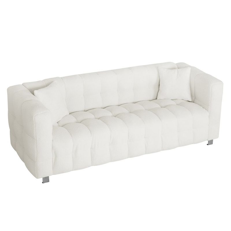 Sofa Couch, Living Room Couch With 2 Pillows, Metal Legs, Wide Arm And Backrest Modern Upholstered Comfy Couch Sofas, 2 of 7