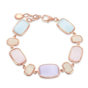 Simona Sterling Tiffany, Sakura, Blue-Gray, & Champagne Cat's Eye Rectangle Bracelet - Rose Gold Plated - Rose - 7+1 Inch - 1 of 2