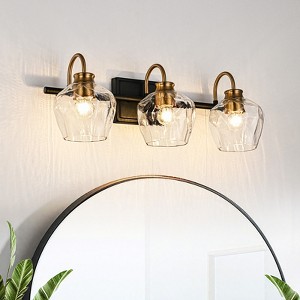 LLHZSY Modern 3/4-lights Bathroom Dimmable Vanity Lights Wall Sconces with Glass Shade-Black Gold - 1 of 4