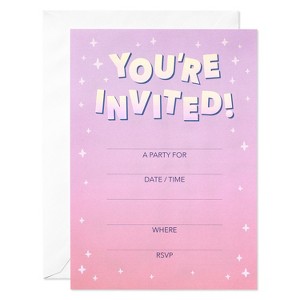 10ct 'You're Invited' Invitation Cards Pink: American Greetings Party Stationery, Single Panel, Typography Design - 1 of 4
