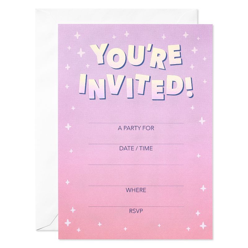 10ct &#39;You&#39;re Invited&#39; Invitation Cards Pink, 1 of 7