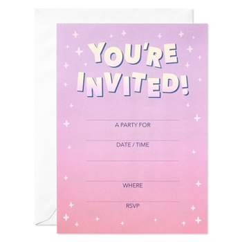 10ct 'You're Invited' Invitation Cards Pink