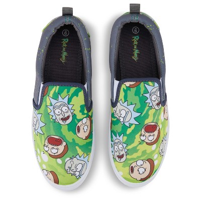 Rick and Morty Mens Rick and Morty Shoes - Mens Rick and Morty Slip On Sneakers - Rick & Morty Canvas Slip On Sneakers (Green, 10) — фото 2