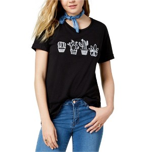 Carbon Copy Womens Cactus Embellished T-Shirt, Black, Medium - 1 of 1