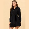 Allegra K Women's Notched Lapel V Neck Tie Waist Solid Ruffle Hem Mini Dress - 2 of 4
