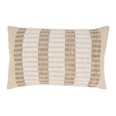 Yarn Dyed Cotton Decor Throw Pillow Cover and Pillow Insert Set in Awning Stripe Pattern - Becky Cameron, Awning Stripe Gray