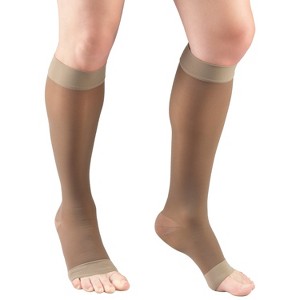Truform Sheer Compression Stockings, 15-20 mmHg, Women's Knee High Length, Open Toe, 20 Denier - 1 of 4