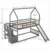 CAVINAS Twin over Twin Bunk Bed House Shaped Pine Bed Frame with Slide, Storage Stairs and Guardrail, Gray - 4 of 4