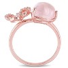 EVERLY JEWELRY | Rose Plated Sterling Silver 3 3/8ct TGW Rose Quartz and White Topaz Bow Drop Ring - 4 of 4