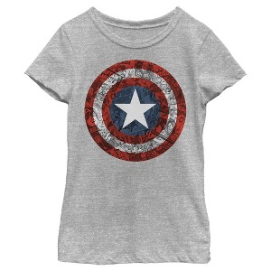Girl's Marvel Captain America Shield Comic Print T-Shirt - 1 of 4