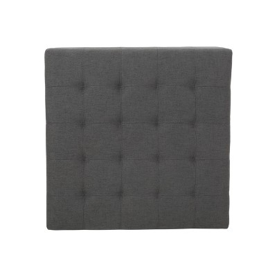 Dark Gray Tufted Fabric Storage Ottoman with Birch Legs