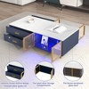 Grungis Square Coffee Table with 4 Drawers Door Storage,Center Table with Gold Metal Legs and Multi-Color Lighting for Living Room - 3 of 4