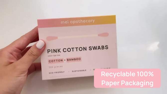 Mei Apothecary Biodegradable Pink Cotton Swabs - 200ct, 2 of 10, play video