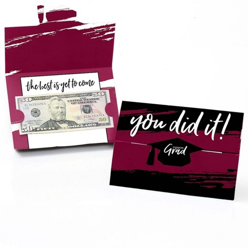 Big Dot of Happiness Maroon Grad - Best is Yet to Come - Burgundy Graduation Party Money and Gift Card Holders - Set of 8 - image 1 of 4