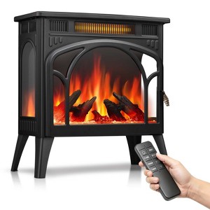 R.W.FLAME Electric Fireplace Heater, Freestanding Fireplace Infrared Stove with Remote Control and Timer, 3D Realistic Flame Effects, BLACK - 1 of 4