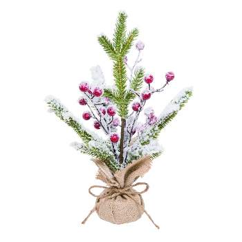 Transpac Artificial 12.6 in. Multicolor Christmas Frosted Tree with Berries