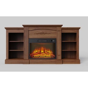 Garvee 67" Gray Electric Fireplace TV Stand with Mantel and Cabinets, Fits TVs Up to 67", Remote 18” Fireplace Insert, Media Console for Living Room - 1 of 1