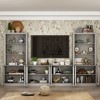 Famapy Gray Modular TV Console Large Entertainment Center Tempered Glass Display Cabinet - 3 of 4