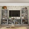 Famapy Gray Modular TV Console Large Entertainment Center Tempered Glass Display Cabinet - image 3 of 4