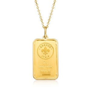 Ross-Simons Italian 24kt Yellow Gold Fleur-De-Lis 2-Gram Ingot Pendant Necklace With 14kt Yellow Gold Frame - 1 of 4