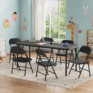 7-Piece Kids Folding Table and Chairs Set, Toddlers Children's Activity Table and Chairs Set for Dining Room,Daycare,Classrooms - 1 of 4