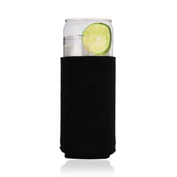 True Slim Can Drink Sleeve - Insulated Cooler for Beer, Hard Seltzer, Cocktails, Wine - Black Neoprene Set of 1