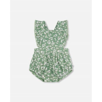 Girl Ditsy Floral Ruffle Muslin Romper - Deux par Deux