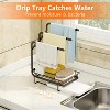 DOMETOUR Sink Caddy Sponge Holder, Dishcloth Holder with Drain Pan, Stainless Steel Kitchen Sink Organizer for Dish Rag Soap Brush - 2 of 4