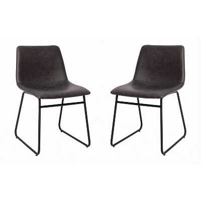 Set of 2 Faux Leather Bucket Seat Dining Chairs with Frame - Merrick Lane