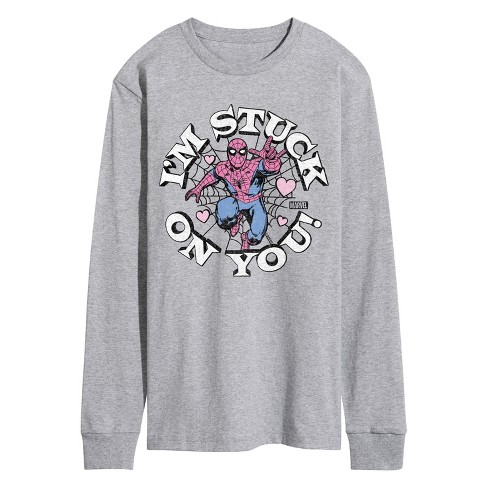 Men's - Marvel - Valentine I'm Stuck On You Long Sleeve Graphic T-Shirt - image 1 of 3