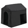 60" Wooden Dog House with Porch, Outdoor Cabin Style Dog Kennel with Asphalt Roof, Side Window, Doors and Elevated Floor for Medium Dogs - Koiai - 3 of 4