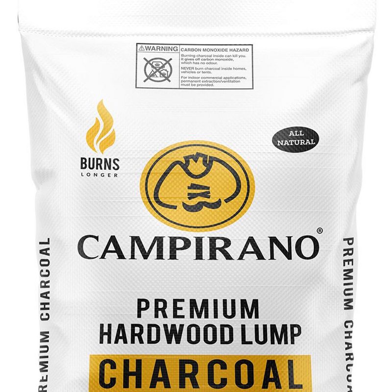 Campirano Premium All Natural Hardwood Bulk Black Lump Charcoal, Burns Longer and Hotter, Perfect for Smokers or Ceramic Grills, 40 Pound Bag (3 Pack), 3 of 6