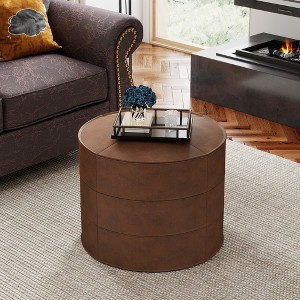 Kayamas 21" Ergonomic Genuine Leather Footrest,RectangleOttoman Brown - Support Feet & Relieve Sitting Fatigue - 1 of 4